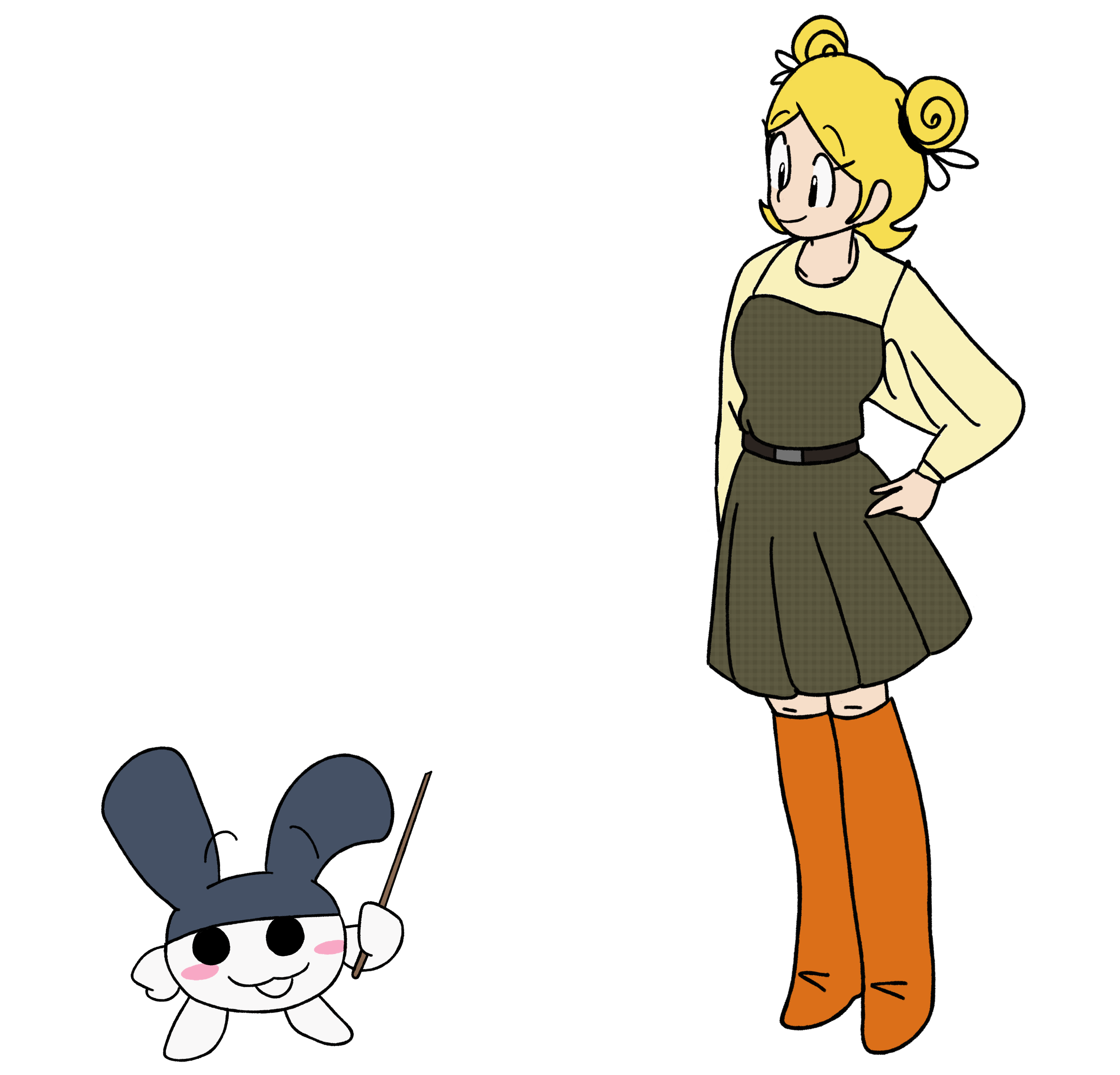 Artwork of the characters Mimitchi and Mikachu, with the former gesturing to the website's enter button using a teaching stick.